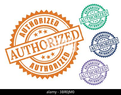 A Grunge Rubber Stamp Pack, Authorized and Verified Seal Vector Collection Stock Vector