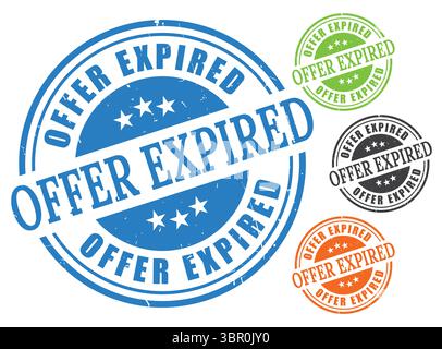 A Expired Deal Stamp Vector Set, Outdated Offer Grunge Label Collection Stock Vector