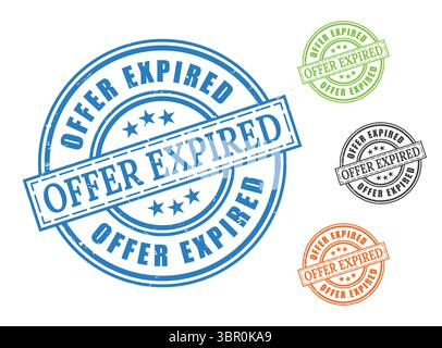A No Longer Valid Deal Stamps, Expired Offer Grunge Rubber Vector Set Stock Vector