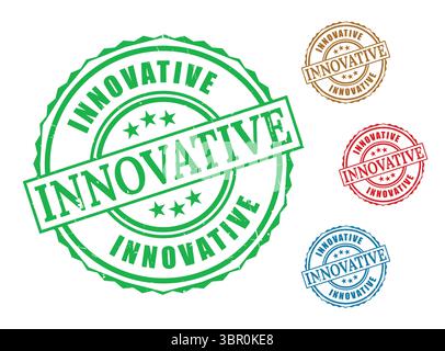 A Creative Innovation Seals, Grunge Rubber Stamp Vector Set Stock Vector