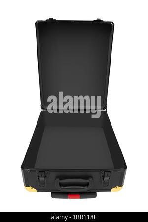 Opened Black suitcase isolated on white background Stock Photo