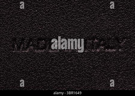 Embossed made in Italy on leather Stock Photo