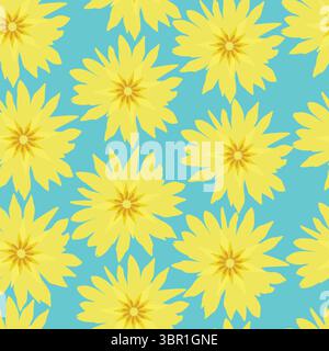 seamless pattern with yellow flowers; blooming floral design seamless pattern Stock Vector