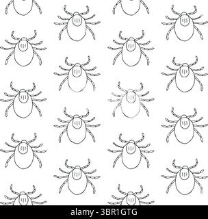 Vector seamless pattern of hand drawn sketch doodle outline mite isolated on white background Stock Vector