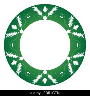 Vintage fir circular decorative frame illustration Stock Vector