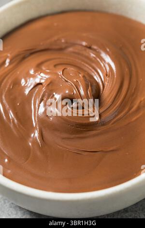 Sweet Homemade Chocolate Hazelnut Spread in a Bowl Stock Photo