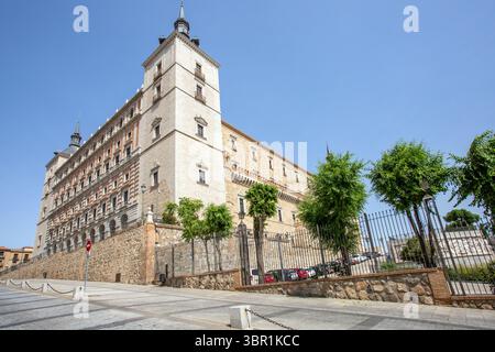 The Alcázar of Toledo is a stone fortification located in the highest part of Toledo, Spain. Stock Photo