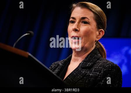Washington, United States. 10th July, 2025. Spokesperson Tammy Bruce speaks during a press briefing at the U.S. Department of State on July 10, 2025 in Washington, DC (Photo by Samuel Corum/Sipa USA) Credit: Sipa USA/Alamy Live News Stock Photo