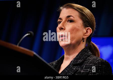 Washington, United States. 10th July, 2025. Spokesperson Tammy Bruce speaks during a press briefing at the U.S. Department of State on July 10, 2025 in Washington, DC (Photo by Samuel Corum/Sipa USA) Credit: Sipa USA/Alamy Live News Stock Photo