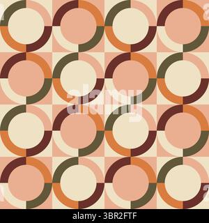 Earth tone circle seamless repeat pattern Stock Vector