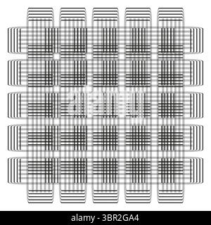 Horizontal grid pattern. Abstract line structure. Repeating rectangular shapes. Vector woven texture. Stock Vector