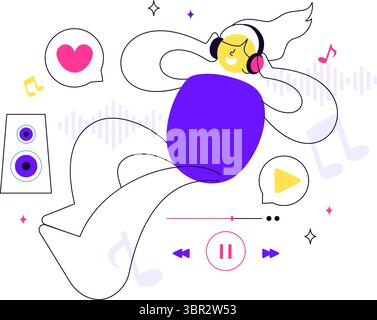 Viral Tunes Vector Illustration Featuring Songs that Became Popular with Sound Waves Equalizer, Voice Signal Circle, and Digital Visualization Sound Stock Vector