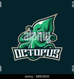 Octopus mascot logo design vector with modern illustration concept style for badge, emblem and t shirt printing. Octopus illustration for sport team. Stock Vector