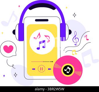 Viral Tunes Vector Illustration Featuring Songs that Became Popular with Sound Waves Equalizer, Voice Signal Circle, and Digital Visualization Sound Stock Vector