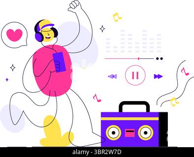 Viral Tunes Vector Illustration Featuring Songs that Became Popular with Sound Waves Equalizer, Voice Signal Circle, and Digital Visualization Sound Stock Vector