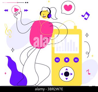 Viral Tunes Vector Illustration Featuring Songs that Became Popular with Sound Waves Equalizer, Voice Signal Circle, and Digital Visualization Sound Stock Vector