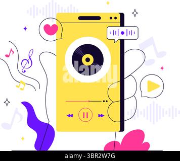 Viral Tunes Vector Illustration Featuring Songs that Became Popular with Sound Waves Equalizer, Voice Signal Circle, and Digital Visualization Sound Stock Vector