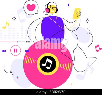 Viral Tunes Vector Illustration Featuring Songs that Became Popular with Sound Waves Equalizer, Voice Signal Circle, and Digital Visualization Sound Stock Vector