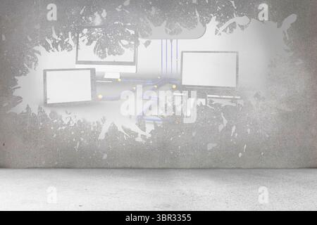 Splash on wall revealing cloud computing concept Stock Photo