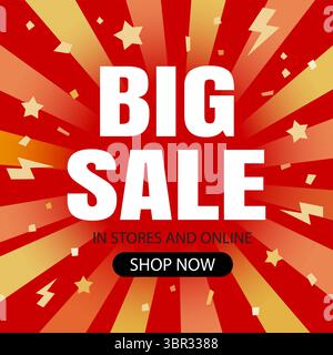 Summer sale banner templates for social media advertising. Big sale banner with tropical and beach elements. Stock Vector