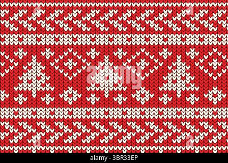 red knitting Christmas vector background snowflakes Stock Photo