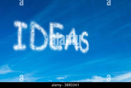 Ideas written in white in sky Stock Photo