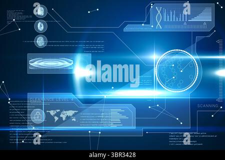 Blue technology interface with glow Stock Photo