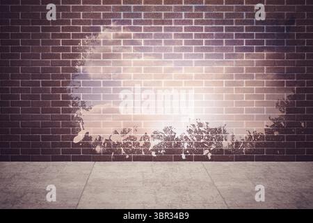 Splash on wall revealing bright sky Stock Photo