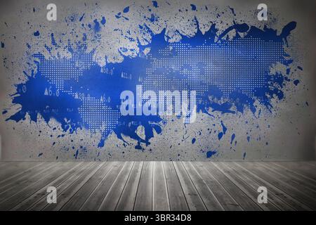 Splash on wall revealing earth interface Stock Photo
