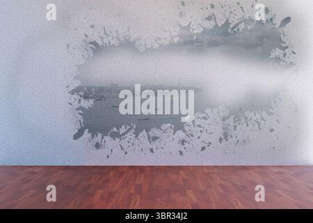 Splash on wall revealing coastline Stock Photo