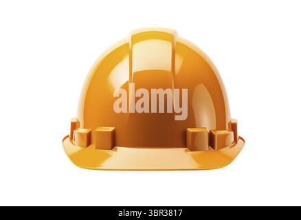 New yellow safety helmet on a white background. clipping path Stock Photo