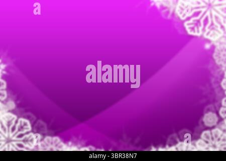 Abstract purple gradient background is showing glowing white snowflake border in flat design Stock Photo