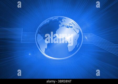 Shiny globe on blue background Stock Photo