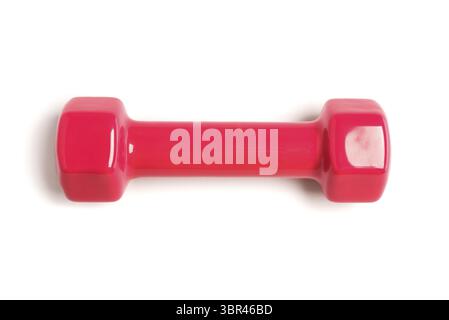 Pink or red dumbbells isolated on white background Stock Photo
