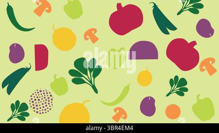 Vegetable variety icons on light yellow background Stock Vector