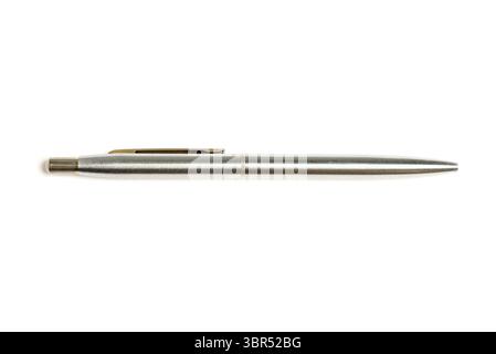 Silver metal pen isolated on a white background Stock Photo