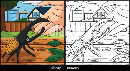 Insect Hercules Beetle Colored Illustration  Stock Vector