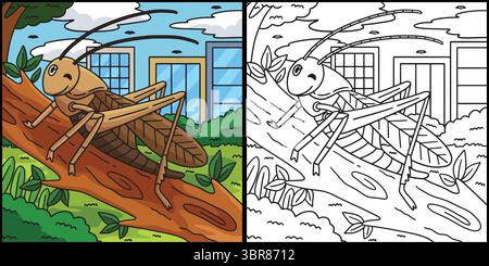 Cricket Coloring Page Colored Illustration Stock Vector Image & Art - Alamy