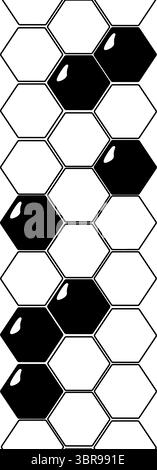honeycomb Vertical seamless border. Vector graphic line illustration. honey background with hexagon design for fashion graphics, textile prints, fabri Stock Vector
