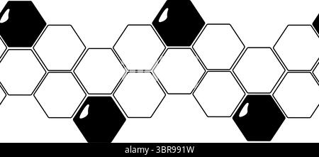 honeycomb horizontal seamless border. Vector graphic line illustration. honey background with hexagon design for fashion graphics, textile prints, fab Stock Vector