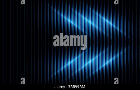 Black abstract modern ribbed background with blue neon arrows. Vector illustration with bright gradient Stock Vector