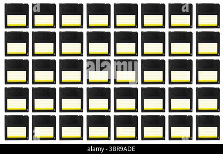 Black floppy disk with blank label on white background Stock Photo