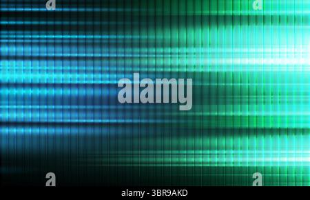 Blue and green ribbed abstract background with corrugated iridescent glass effect. Vector illustration design with vertical blur lines and glowing Stock Vector