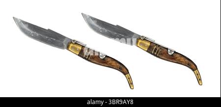 folding knife on white background Stock Photo