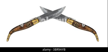 folding knife on white background Stock Photo
