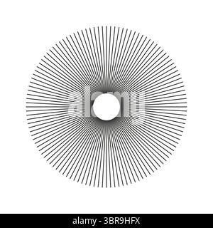 Radial circle lines. Geometric abstract element. Spokes radiating stripes. Design outline element. Circular simple radiating lines. Sun star rays icon Stock Vector