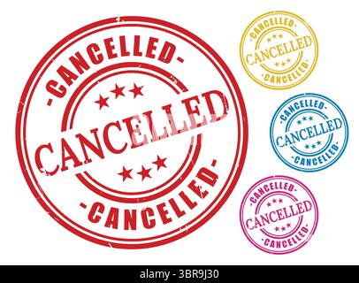 A Cancelled Label Vector Pack, Multicolor Grunge Rubber Stamp Collection Stock Vector