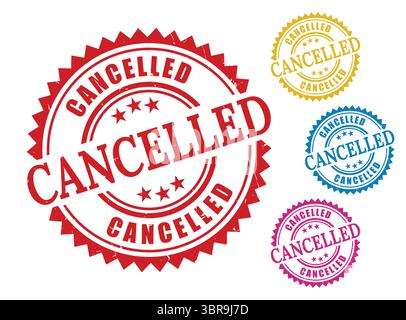 A Multicolored Cancelled Stamp Bundle, Grunge Rubber Style Label Vectors Stock Vector