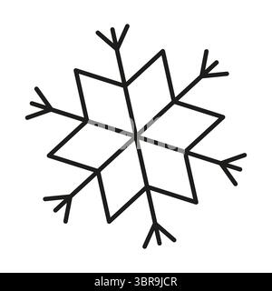Snowflake icon. Snow, winter symbol. Snowflake black template isolated on white background. Graphic element for Christmas, New Year designs.  Stock Vector