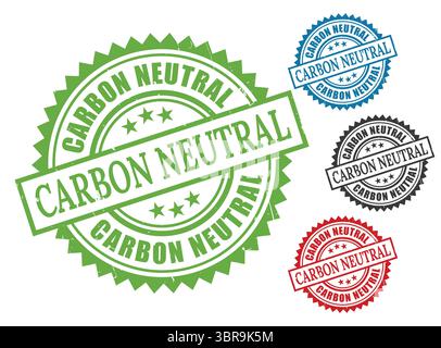 A Carbon Footprint Neutral Seals, Eco Label Grunge Vector Collection Stock Vector